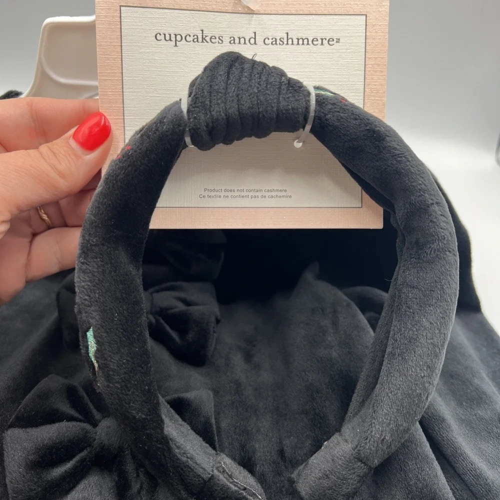 Cupcakes And Cashmere‎ Girls Black Velour Long Sleeve Shirt & Matching Hairband